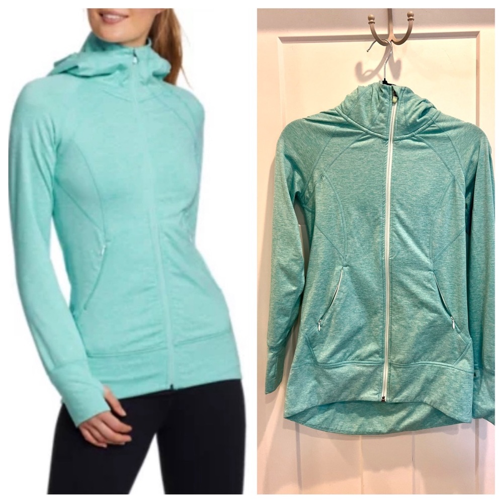 Eddie Bauer Light Aqua Blue/Green Full Zip Hoodie Jacket (S)